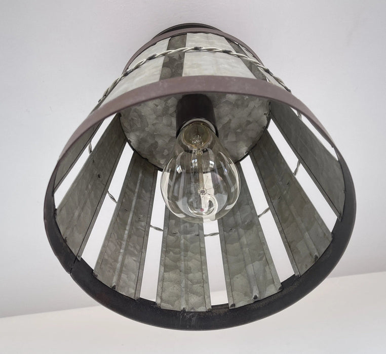 Galvanized Open Weave Basket Ceiling Light - Sweatfully