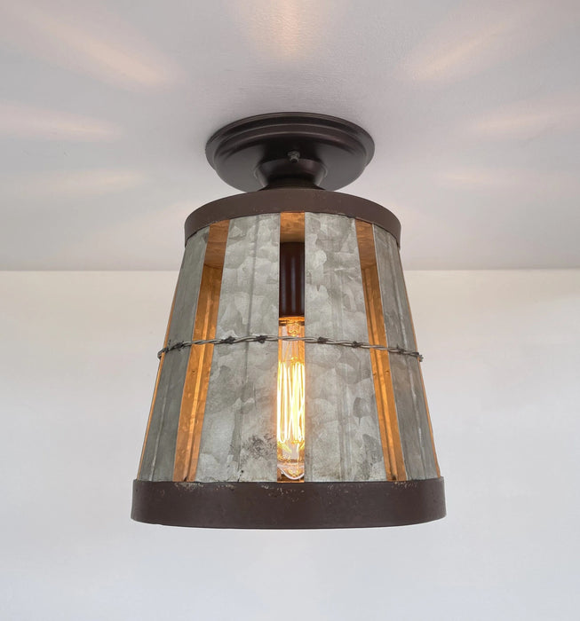 Galvanized Open Weave Basket Ceiling Light - Sweatfully