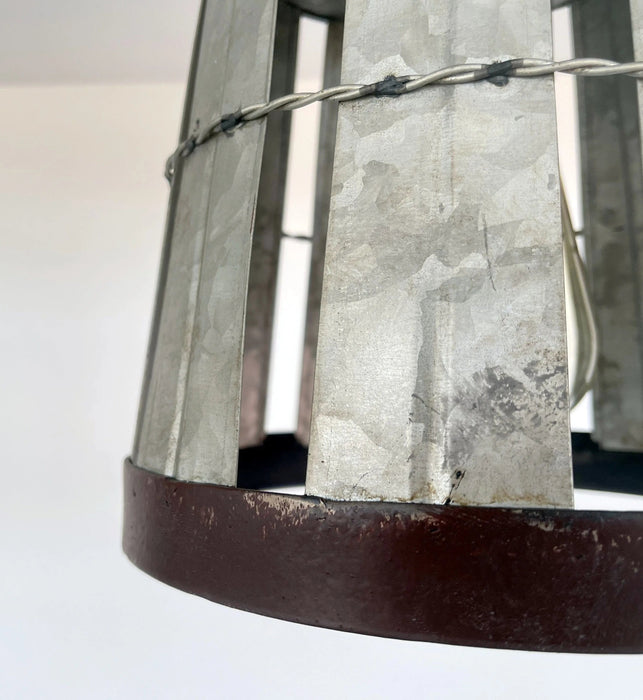 Galvanized Open Weave Basket Ceiling Light - Sweatfully