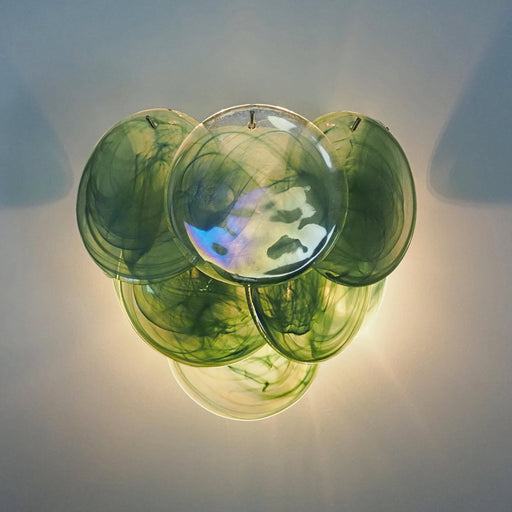 Green Vintage Murano Disc Wall Sconce - Sweatfully