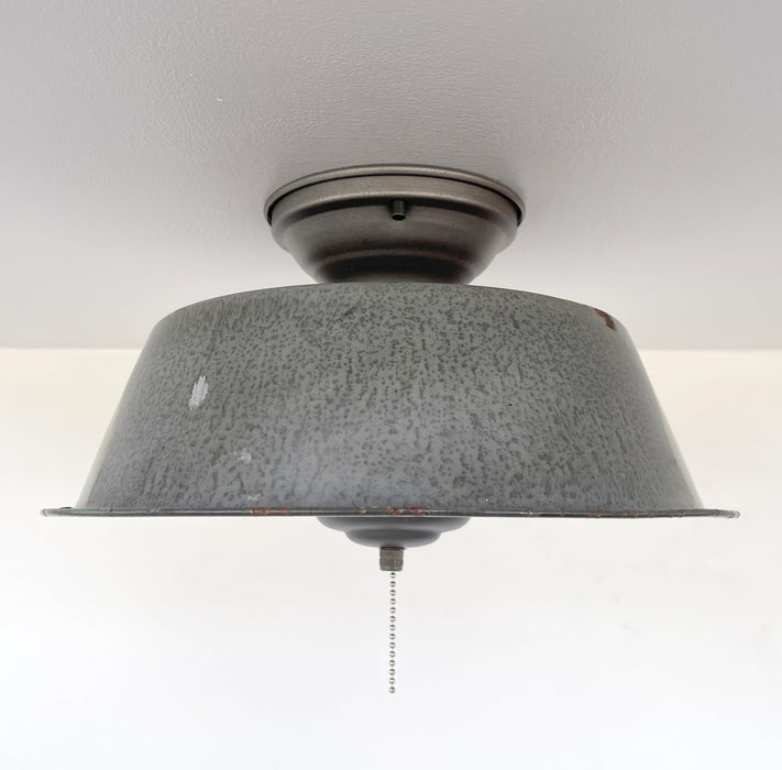 Antique FARMHOUSE GRANITEWARE Pan Ceiling Light - Sweatfully