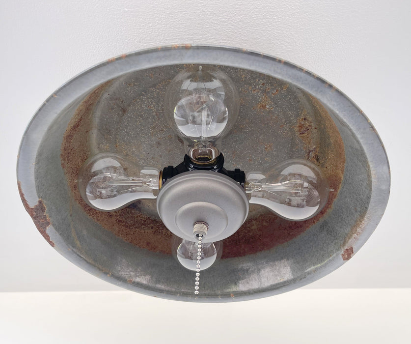 Antique FARMHOUSE GRANITEWARE Pan Ceiling Light - Sweatfully