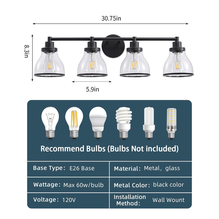 Hermosa Modern 4-Light Bathroom Vanity Light - Sweatfully
