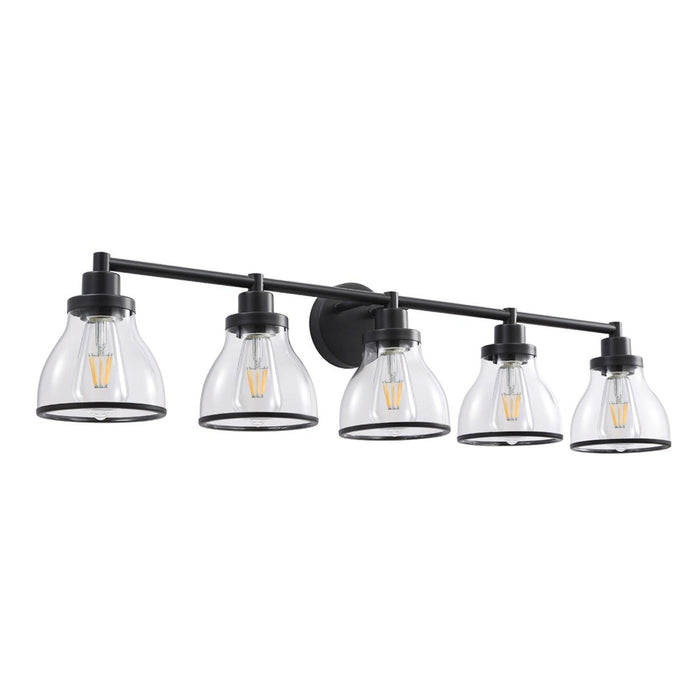 Hermosa Modern Polished Nickel & Black 5-Light Bathroom Vanity Light - Sweatfully