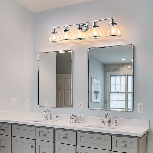 Hermosa Modern Polished Nickel & Black 5-Light Bathroom Vanity Light - Sweatfully