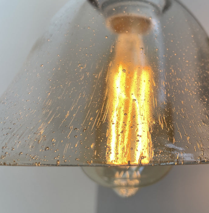 HEAVY SEEDED Antique Glass 1960's Shade Wall SCONCE - Sweatfully