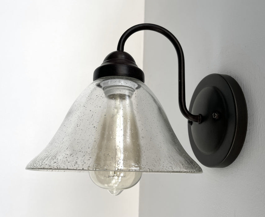 HEAVY SEEDED Antique Glass 1960's Shade Wall SCONCE - Sweatfully
