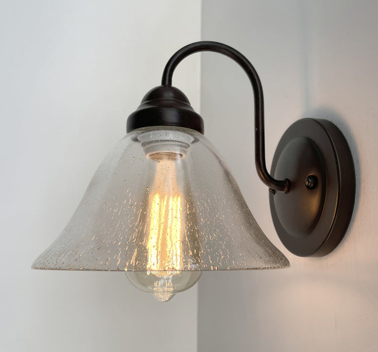 HEAVY SEEDED Antique Glass 1960's Shade Wall SCONCE - Sweatfully