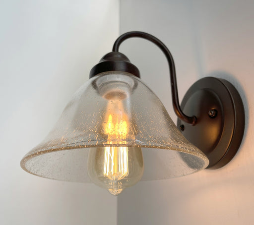 HEAVY SEEDED Antique Glass 1960's Shade Wall SCONCE - Sweatfully