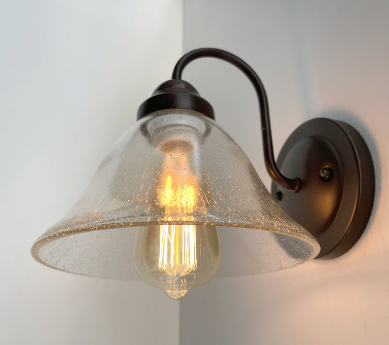 HEAVY SEEDED Antique Glass 1960's Shade Wall SCONCE - Sweatfully