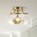 13 Inch 3-Light Brass Gold Semi-Flush Mount Ceiling Light Fixture with Clear Glass Shade - Sweatfully