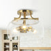 13 Inch 3-Light Brass Gold Semi-Flush Mount Ceiling Light Fixture with Clear Glass Shade - Sweatfully