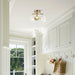 13 Inch 3-Light Brass Gold Semi-Flush Mount Ceiling Light Fixture with Clear Glass Shade - Sweatfully