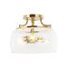 13 Inch 3-Light Brass Gold Semi-Flush Mount Ceiling Light Fixture with Clear Glass Shade - Sweatfully