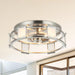 Industrial 15 Inch Satin Nickel 3-Light Flush Mount Ceiling Light - Sweatfully