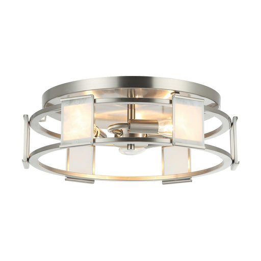 Industrial 15 Inch Satin Nickel 3-Light Flush Mount Ceiling Light - Sweatfully