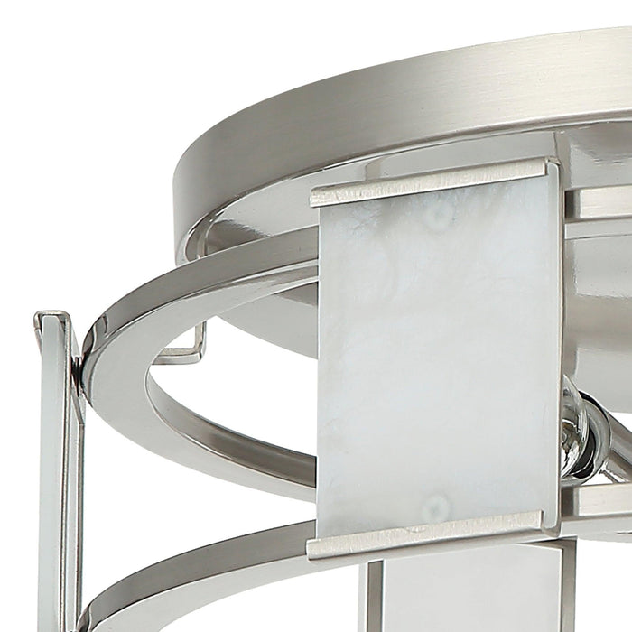 Industrial 15 Inch Satin Nickel 3-Light Flush Mount Ceiling Light - Sweatfully