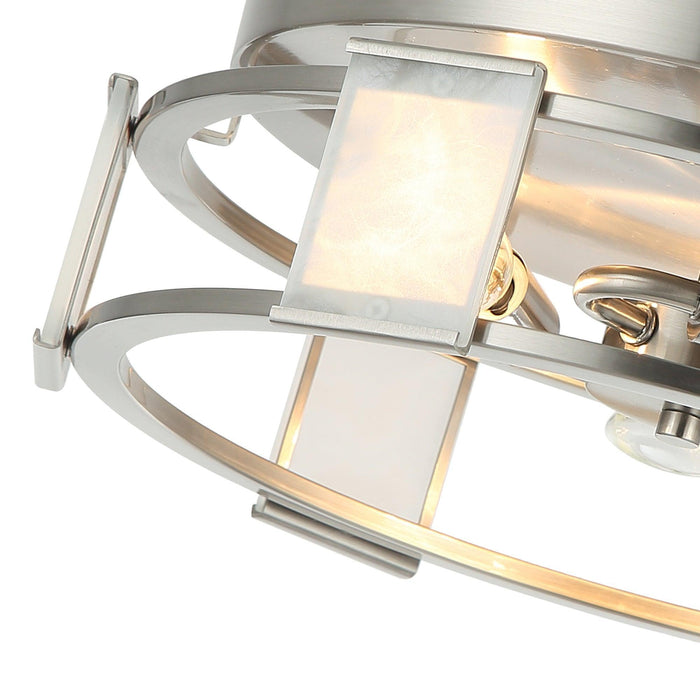 Industrial 15 Inch Satin Nickel 3-Light Flush Mount Ceiling Light - Sweatfully