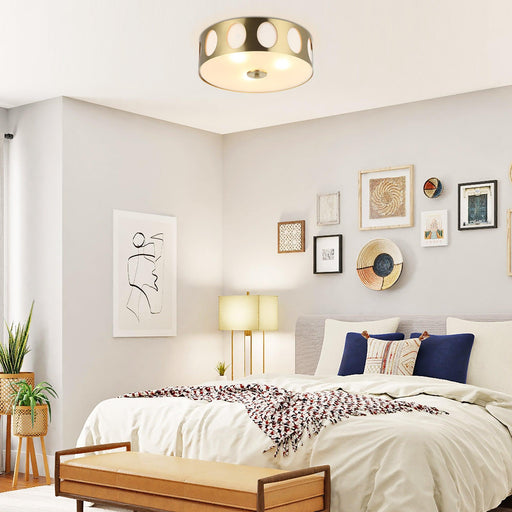 14 Inch Modern 3-Light Golden Flush Mount Ceiling Lighting - Sweatfully