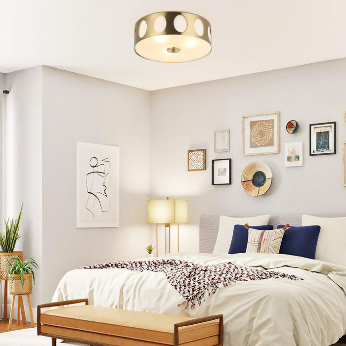 14 Inch Modern 3-Light Golden Flush Mount Ceiling Lighting - Sweatfully