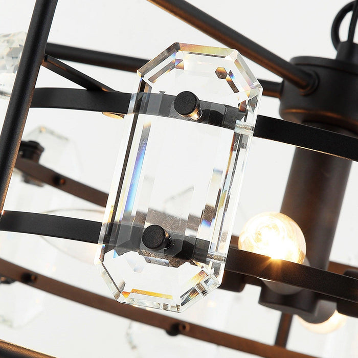 4-Light Golden or Black Modern Crystal Island Pendant Light - Sweatfully