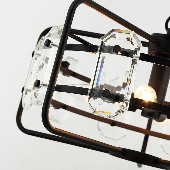 4-Light Golden or Black Modern Crystal Island Pendant Light - Sweatfully