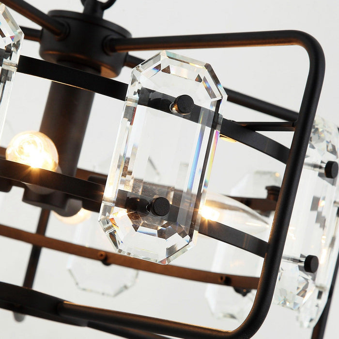 4-Light Golden or Black Modern Crystal Island Pendant Light - Sweatfully