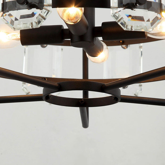 4-Light Golden or Black Modern Crystal Island Pendant Light - Sweatfully