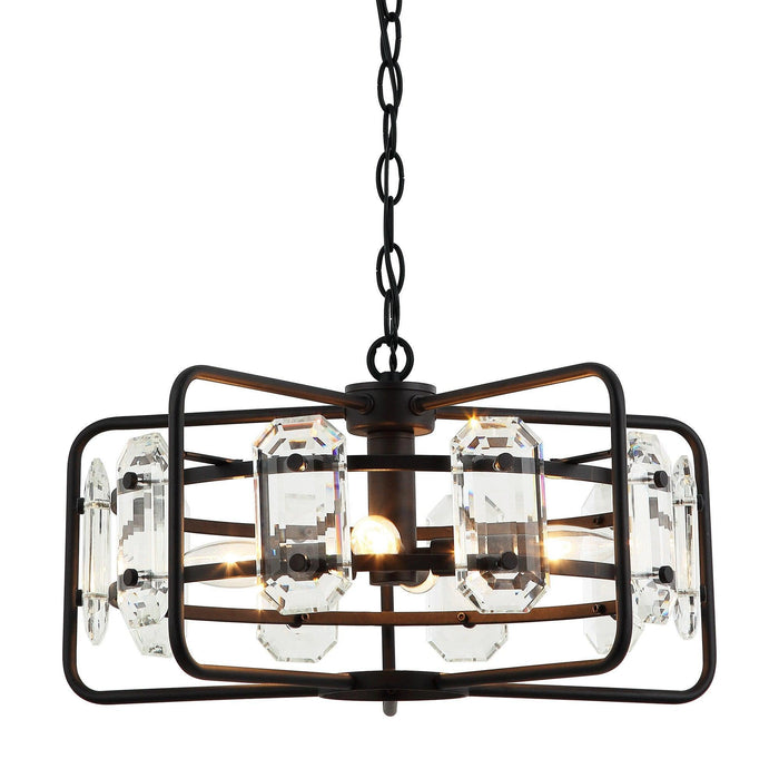 4-Light Golden or Black Modern Crystal Island Pendant Light - Sweatfully