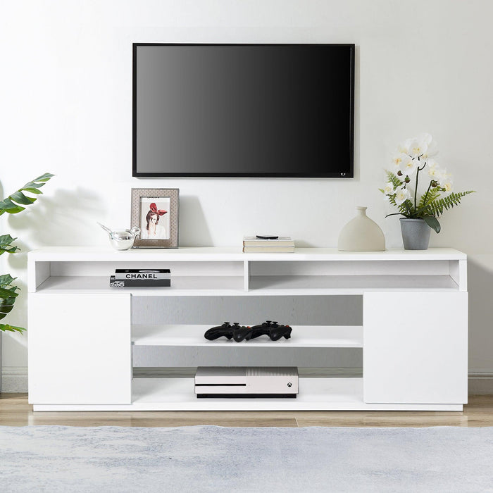 Modern 68 Inch TV Stand Media Console with LED Lights for Living Room - Sweatfully