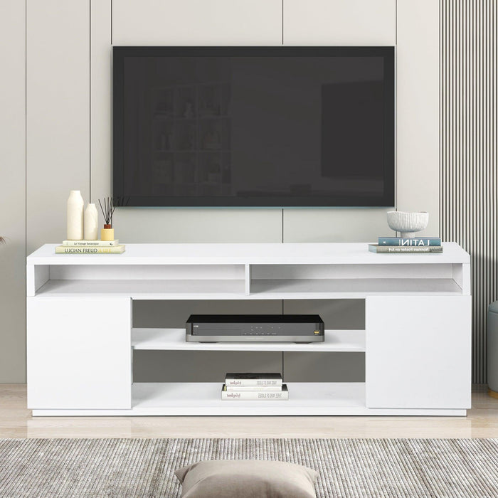 Modern 68 Inch TV Stand Media Console with LED Lights for Living Room - Sweatfully