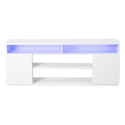 Modern 68 Inch TV Stand Media Console with LED Lights for Living Room - Sweatfully
