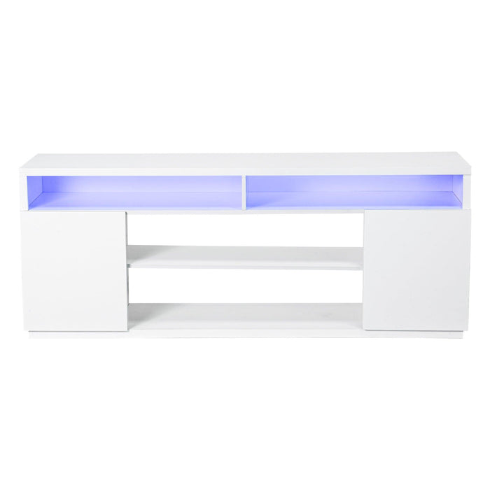 Modern 68 Inch TV Stand Media Console with LED Lights for Living Room - Sweatfully