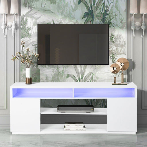 Modern 68 Inch TV Stand Media Console with LED Lights for Living Room - Sweatfully