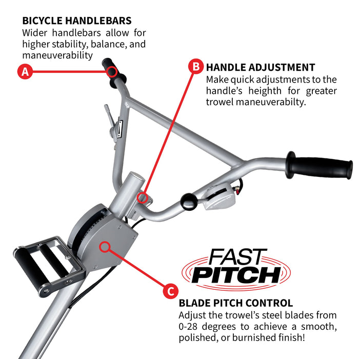 36" Honda Concrete Fast Pitch Power Trowel with 9HP Honda GX270 Finishing Blades Finishing Tool - Sweatfully