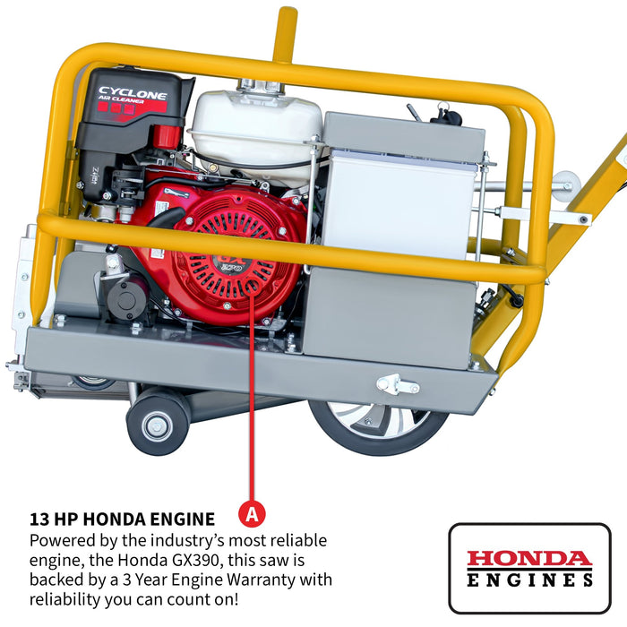 10" Early Entry Green Concrete Saw with 13 HP Honda GX390 Engine - Sweatfully