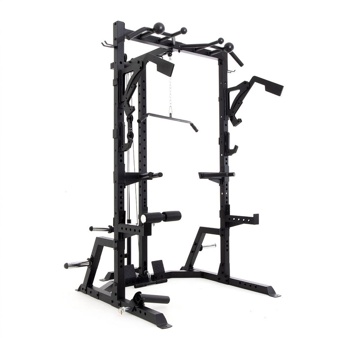 Half Power Rack With Cable Machine Lateral Pull Down / Rower - Sweatfully