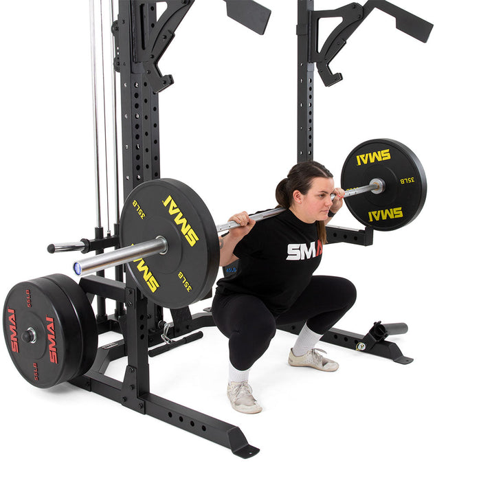 Half Power Rack With Cable Machine Lateral Pull Down / Rower - Sweatfully