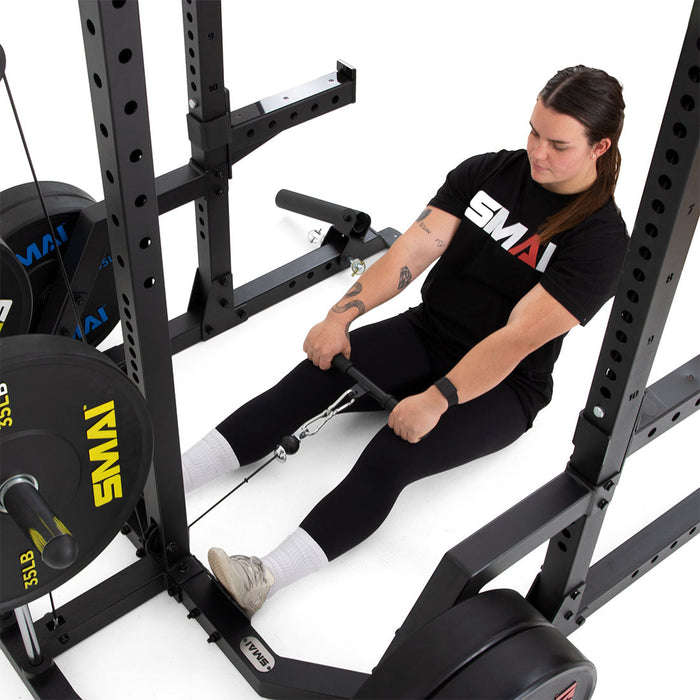 Half Power Rack With Cable Machine Lateral Pull Down / Rower - Sweatfully