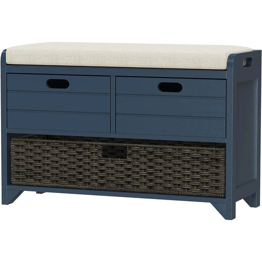Hausvita 32" Storage Bench for Entryway, Shoe Bench with Storage Removable Basket and 2 Drawers - Sweatfully