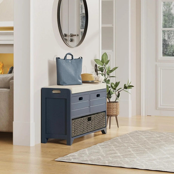 Hausvita 32" Storage Bench for Entryway, Shoe Bench with Storage Removable Basket and 2 Drawers - Sweatfully