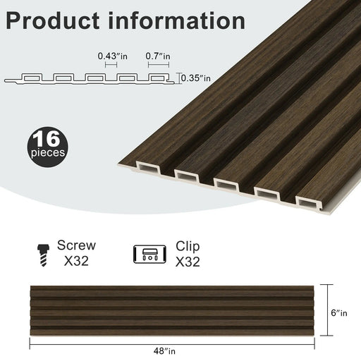 Hausvita 48 x 6 inch WPC Slat Wall Panel (16 Pack) - Sweatfully