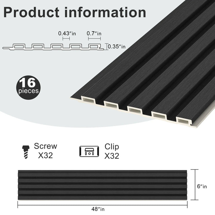 Hausvita 48 x 6 inch WPC Slat Wall Panel (16 Pack) - Sweatfully