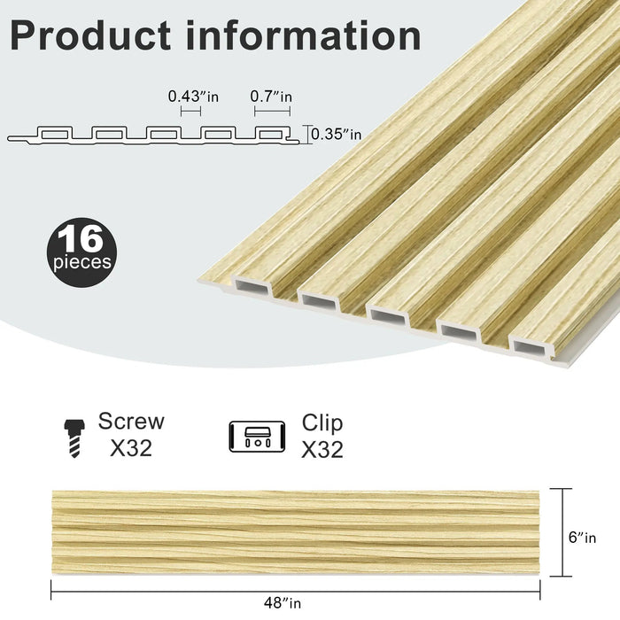 Hausvita 48 x 6 inch WPC Slat Wall Panel (16 Pack) - Sweatfully