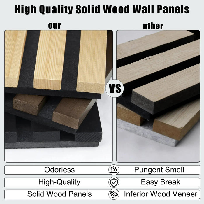 Hausvita Acoustic Solid Wood Slat Wall Panels ( 2 Panels Per Box ) - Sweatfully
