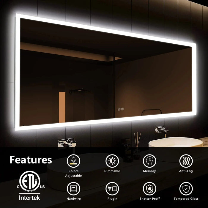 Hausvita Deluxe Edge Glow LED Bathroom Mirror - Sweatfully
