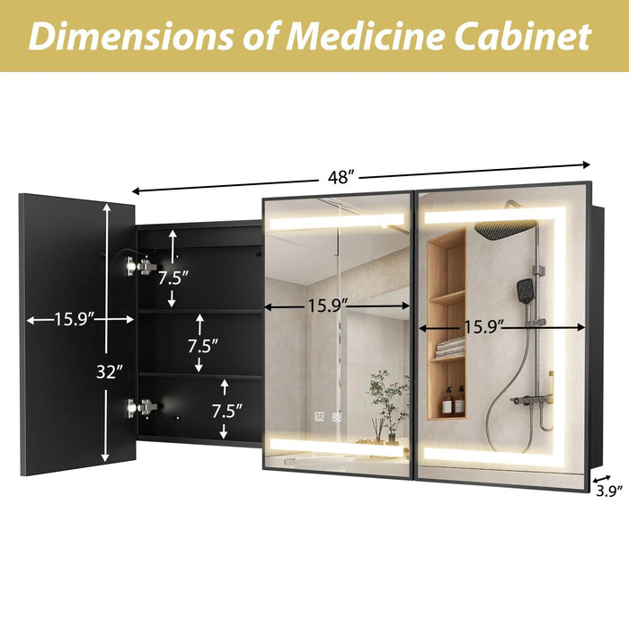 Hausvita Framed Recessed LED Light Bathroom Medicine Cabinet -Lager - Sweatfully