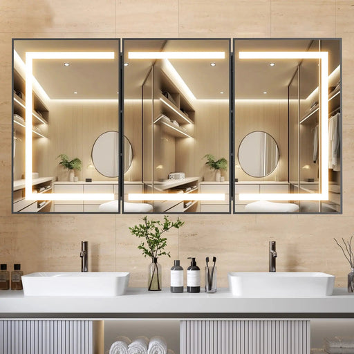 Hausvita Framed Recessed LED Light Bathroom Medicine Cabinet -Lager - Sweatfully