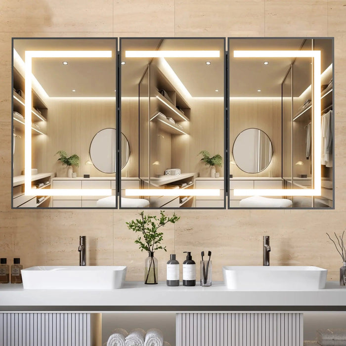 Hausvita Framed Recessed LED Light Bathroom Medicine Cabinet -Lager - Sweatfully