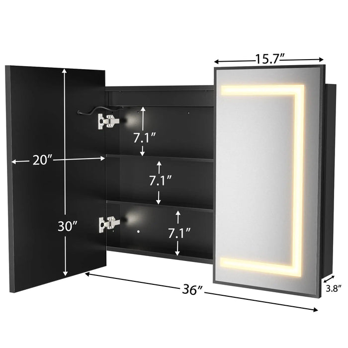 Hausvita Framed Recessed LED Light Bathroom Medicine Cabinet -medium - Sweatfully